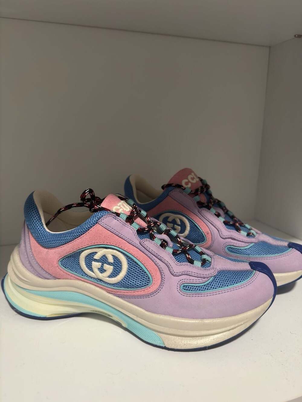 GUCCI Run Lilac Suede Sneakers New Women's 37
